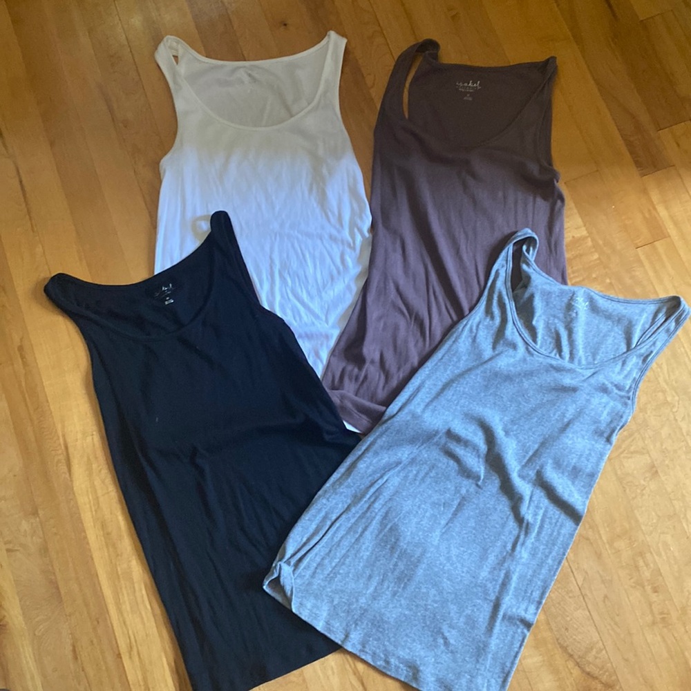 Lot of four Isabel maternity by Ingrid and Isabel tanks gray brown white black m